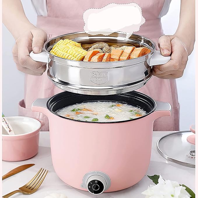 Household Electric Rice Cooker Household Multifunctional Mini Rice Cooker/Frying Pan/Wok/Soup Pot Ceramic Non-Stick Pot For 1-2 People(Style 2)