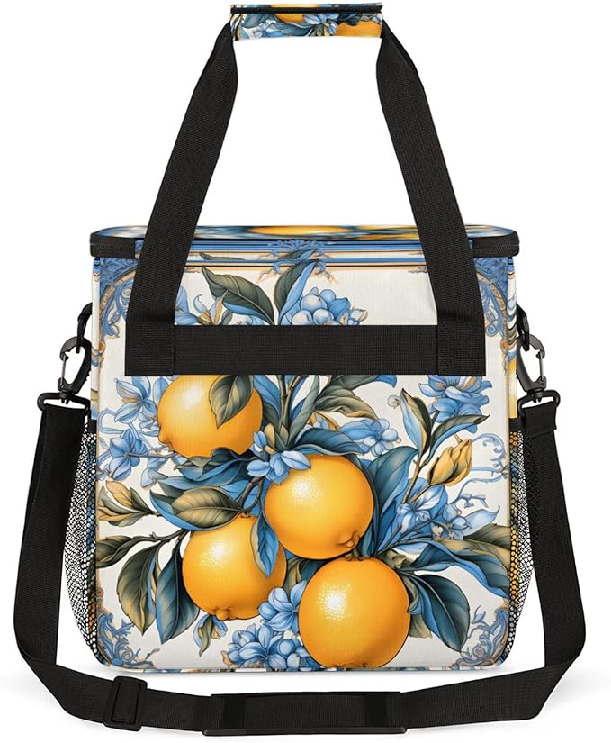 Farmhouse Lemon Coffee Maker Travel Bag for Keurig K-Mini/K-Mini Plus Insulated Waterproof Tote with Pockets for K-Cup Portable Single-Serve Brewer Case