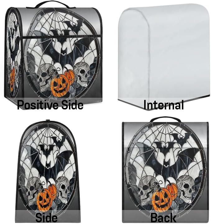 cfpolar Kitchen Aid Mixer Cover Compatible with 6-8 Quarts Halloween Skull Pumpkin Bat Stand Mixer Cover Kitchen Aid Mixers Accessories Appliance Organizer Bag Dust Covers with Zipper Pocket