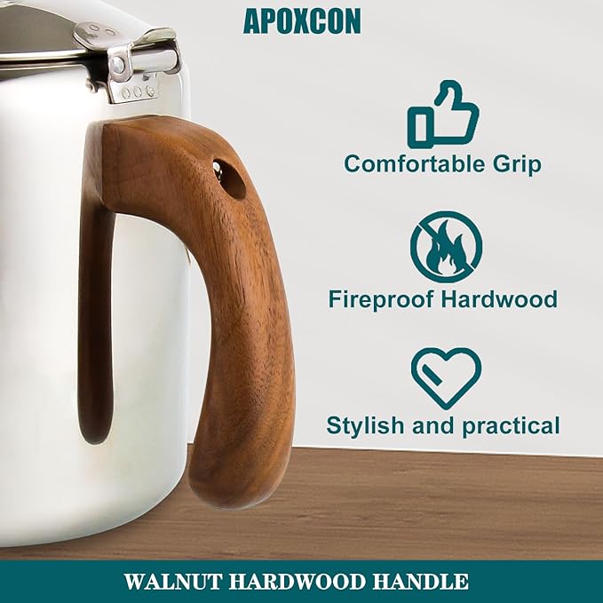 Coffee Percolator Stainless Steel Coffee Maker with Fireproof Solid Wood Handle &amp Tough Glass Clear Brew Progress Knob Camping Coffee Pot Using on any Stovetop NO Aluminum NO Plastic (6 Cup)