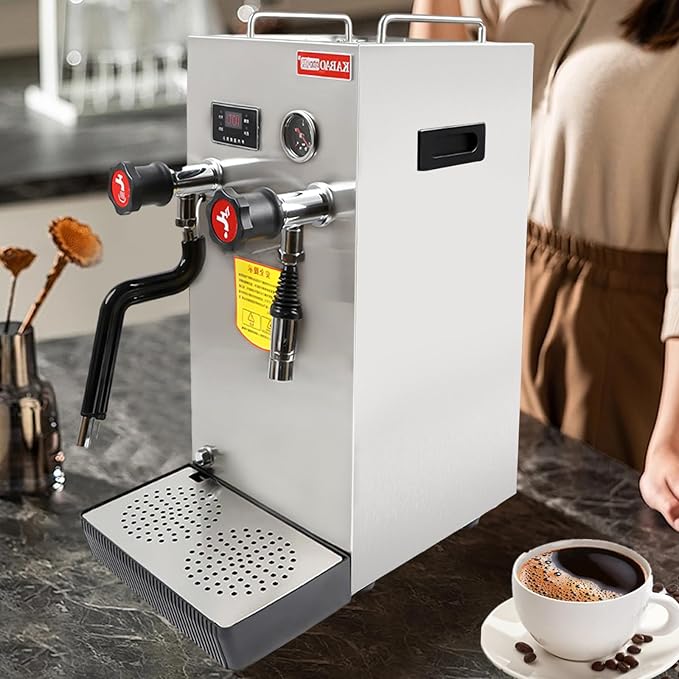 2500W Commercial Milk Foam Machine 8L/2.1 Gallon Full-Automatic Steam Boiling Water Frothing Machine/Espresso Coffee Machine with LED Display for Home Coffee Shops Bars Milk Tea Shops