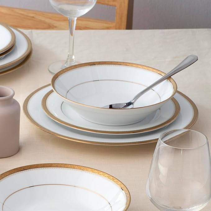 Noritake Charlotta Gold 12-Piece Dinnerware Set Service for 4