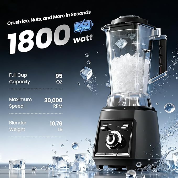 Blenders for kitchen 1800W Smoothie Blender Professional High Speed Countertop Blender with Stainless Steel Blades 68-oz. Pitcher Ice Crushing &amp Frozen Fruit BPA Free Black