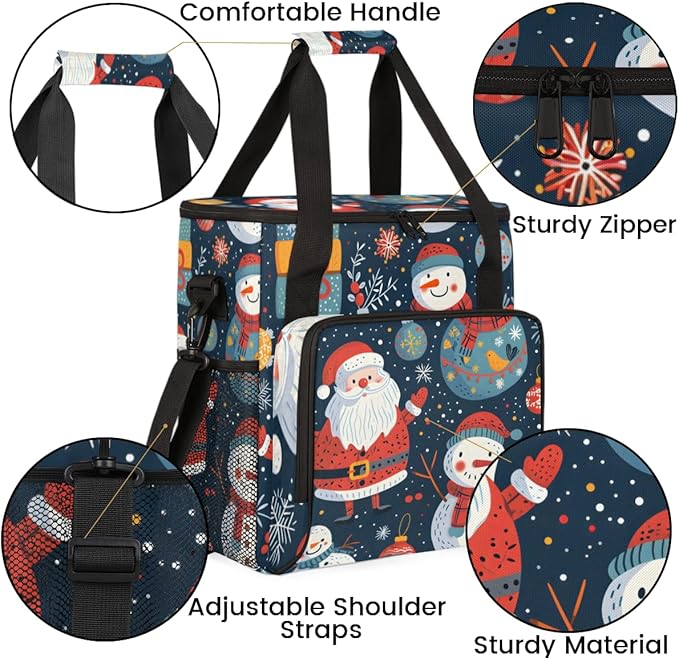 Xmas Santa Claus Coffee Maker Carrying Bag Modern Santa Claus Travel Storage Bag Compatible with K-Mini or K-Mini Plus Single Serve Coffee Brewer Carrying Case with Multiple Pockets &amp Shoulder S