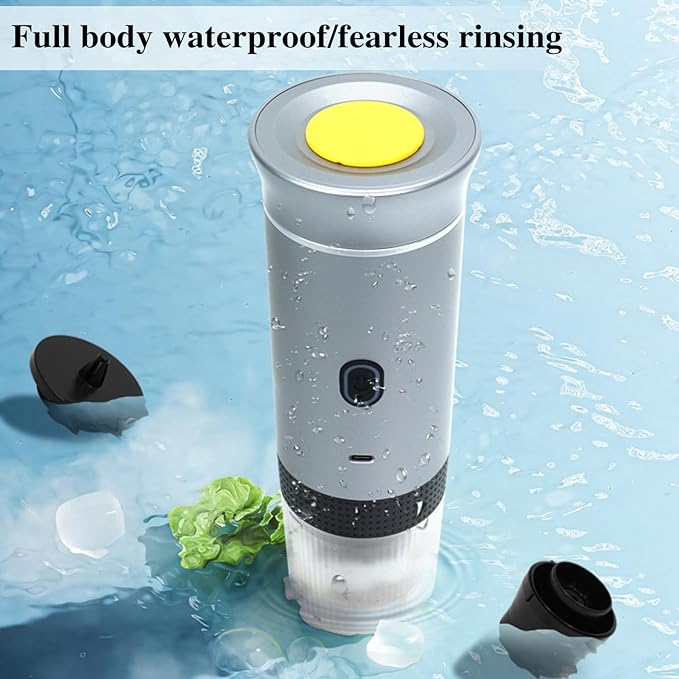 Electric Coffee Maker Machines15 Bar Pressure Portable Espresso MachineCold or Hot 120ML Mini Coffee MakerSmall Handheld Coffee Machine for HomeOfficeTravel (Grey)