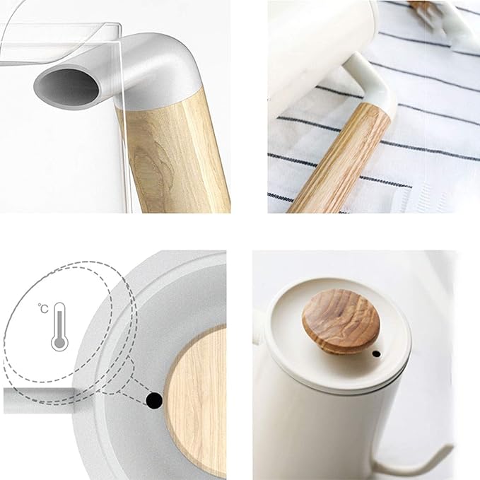 Liudan Coffee Maker Fine Coffee Pot Handmade Coffee Pot Initial Watering Can 304 Stainless Steel Household Coffee Pot Morning Mist White 600ml Coffee Presses (Color : White)