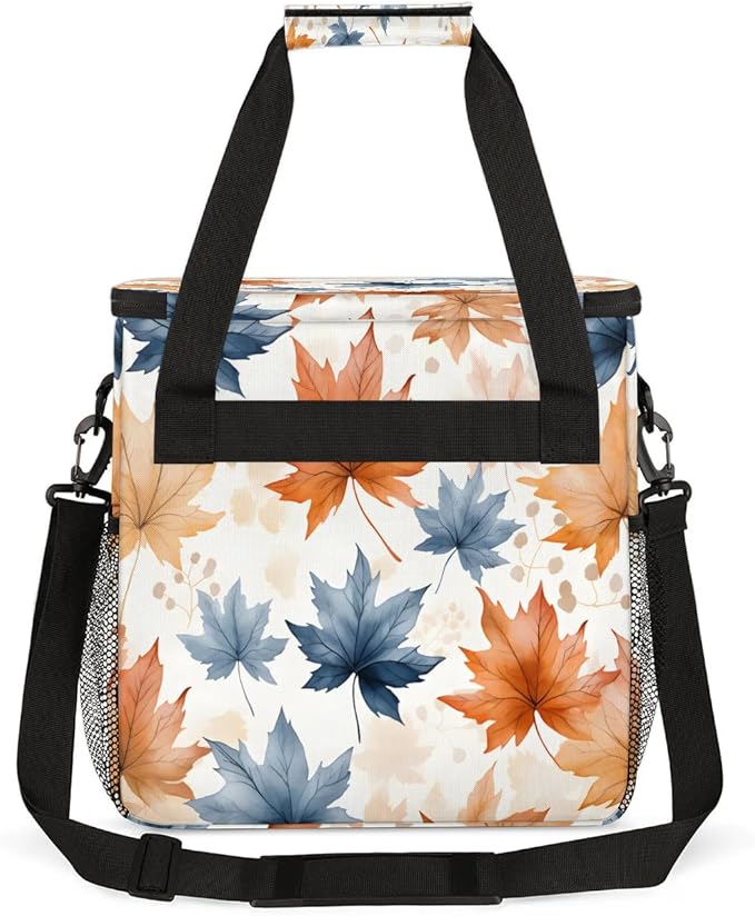 Watercolor Maple Leaves Coffee Maker Carrying Bag Compatible with K-Mini or K-Mini Plus Portable Single Cup Coffee Maker Case with Pockets for K Cup Pods