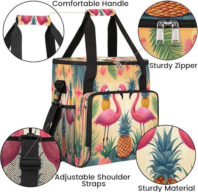 Flamingo Pineapple Summer Coffee Maker Travel Bag for K-Mini or K-Mini Plus Single Serve Coffee Brewer Portable Storage Tote Case for Tarvel