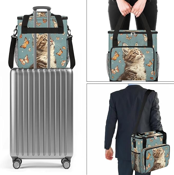 Cat Butterfly Coffee Maker Travel Bag for K-Mini or K-Mini Plus Single Serve Coffee Brewer Portable Storage Tote Case for Tarvel