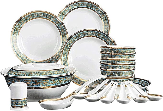 Dinnerware Sets Dish Set22 PiecePorcelain s | Bone China Soup Pot/Cereals Bowls/Steak Plates for Wedding Gifts and Restaurant