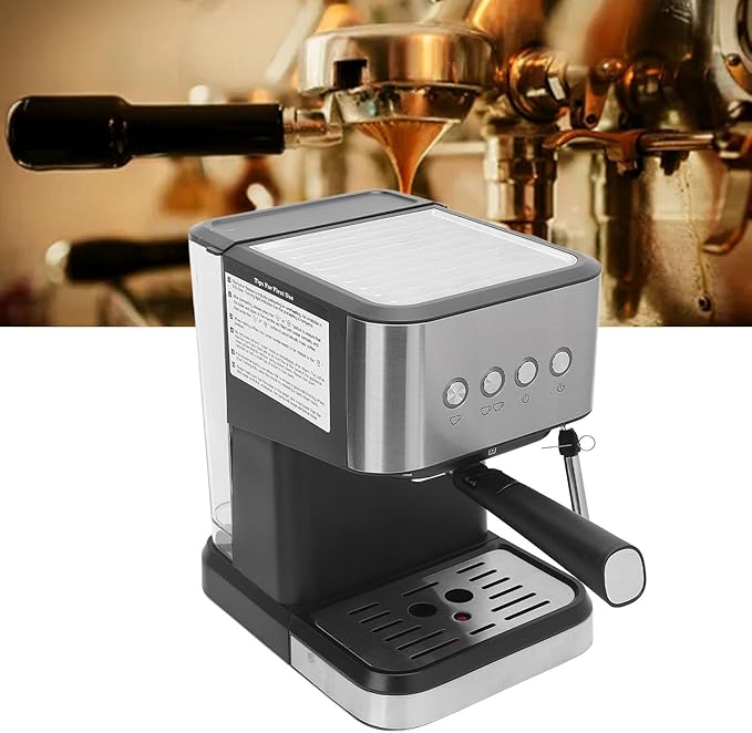 Zerodis 20Bar Semi Automatic Compact ABS SUS Coffee Maker with Milk Frother Steam Wand 1.5L Water Tank Quick Preheat for Cappuccino Latte (US Plug 110V)