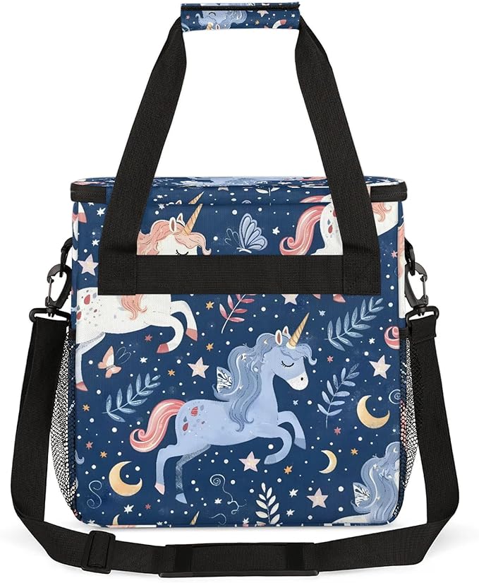 Unicorn Cute Funny Coffee Maker Carring Bag Large Insulated Storage Organizer Case Tote Bags with Shoulder Strap for Travel Work Picnic