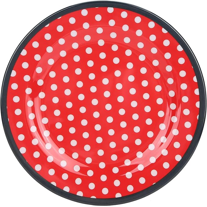 Dinnerware Set Red Dot Pattern Salad Dish Set 4PCS Reusable Fruit Food Dish Dinnerware Household Imitation Porcelain Accessory