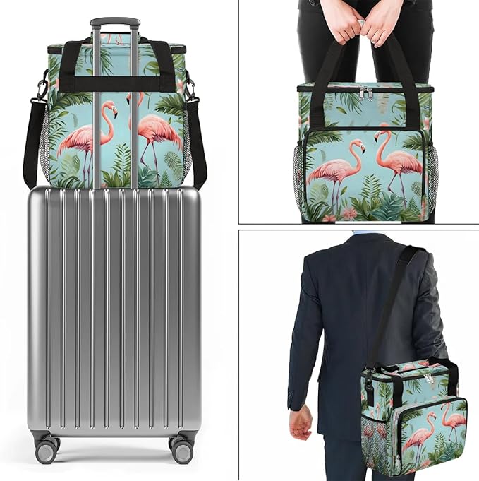 Flamingo Palm Leaf Coffee Maker Carrying Bag for Keurig K-Mini or K-Mini Plus Storage Portable Coffee Maker Travel Bag