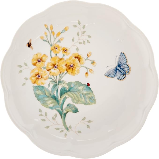 Lenox Dinnerware Set Butterfly Meadow 18-Piece Set Service For 6 White Porcelain Butterfly And Flower Designs Plates And Bowls Sets Dishwasher Safe Home &amp Kitchen (18 Pieces Assorted)