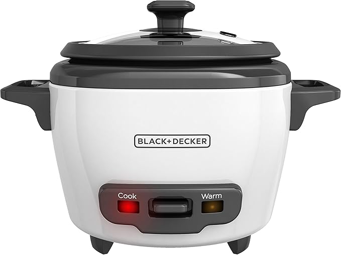 Black+Decker 3-in-1 WM2000SD 3-in-1 Waffle Grill &amp Sandwich Maker Compact Design Black/Silver &amp Rice Cooker 3 Cups Cooked (1.5 Cups Uncooked) with Steaming Basket Removable Non-Stick Bowl