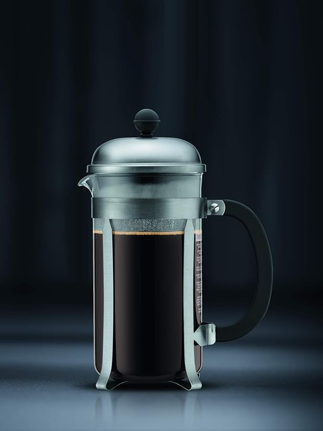 Bodum 34oz Chambord French Press Coffee Maker High-Heat Borosilicate Glass Brushed Stainless Steel – Made in Portugal