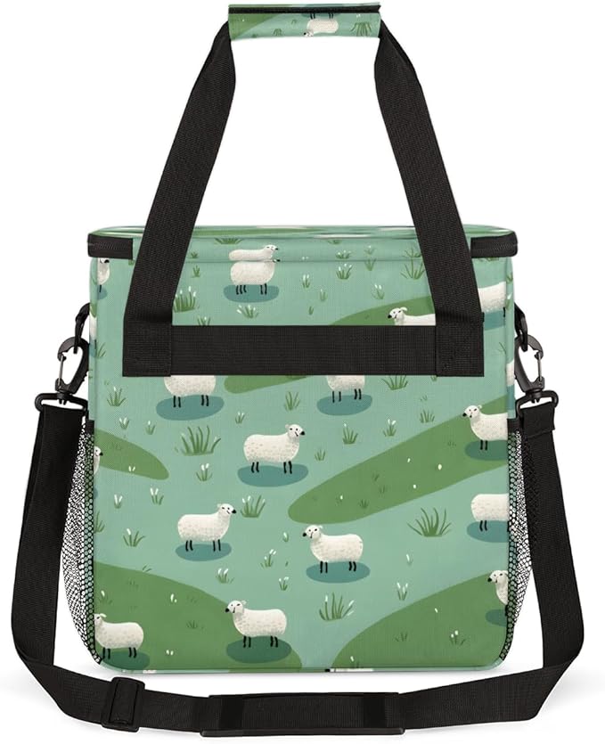 Cute Sheep Coffee Maker Carrying Bag Steppe Grass Travel Storage Bag Compatible with K-Mini or K-Mini Plus Single Serve Coffee Brewer Carrying Case with Multiple Pockets &amp Shoulder Strap