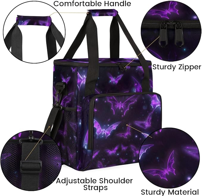 Halloween Bat Coffee Maker Carrying Bag Magical Bat Travel Storage Bag Compatible with K-Mini or K-Mini Plus Single Serve Coffee Brewer Carrying Case with Multiple Pockets &amp Shoulder Strap