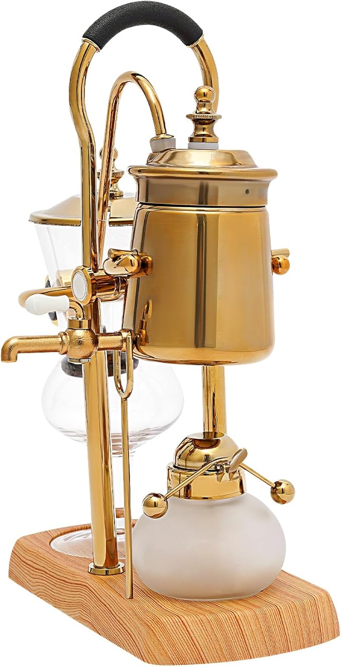 Vintage Coffee Maker Balance Siphon Coffee Maker Coffee Pot with Spoon Gold