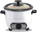 Courant Rice Cooker 6-Cup (Cooked) Removable Non-Stick Bowl One Touch Rice Cooker White
