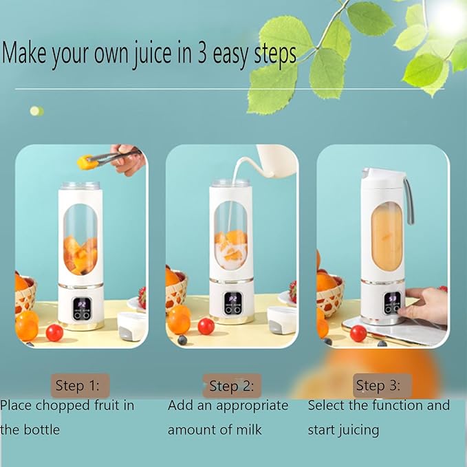 Digital Multimode Juicer Blender - Smart Led Display 3 Speed12-Blade Fresh Juice Bottle 450ml Portable Digital Display Juicer Diet-Friendly Leak Proof Design For Smoothies Liquid Diet (Green)