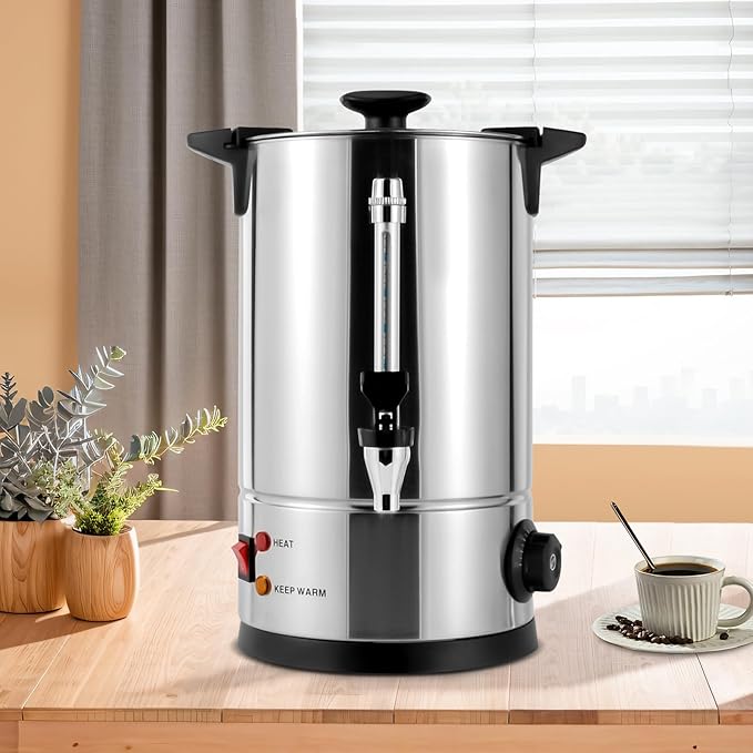 Commercial Coffee Urn 50-Cup 8L/2.11gal Stainless Steel Coffee Urn Coffee Dispenser Coffee Maker Hot Water Urn for Home Party Office Wedding