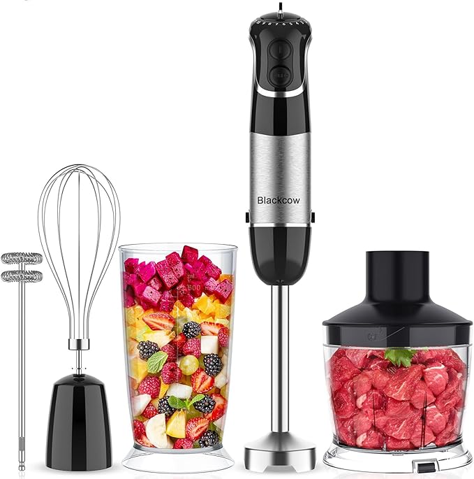 Immersion Blender Handheld for KitchenEmulsion Blender Handheld12 Speed Electric Hand Mixer with BPA Free Attachments:Chopper BowlWhiskMilk FrotherMeasuring Cup