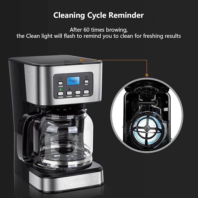 Coffee Maker Coffee Makers with Timer Djustable Keep Warm Plate Water Window for Maximum Flavor Kitchen Essentials
