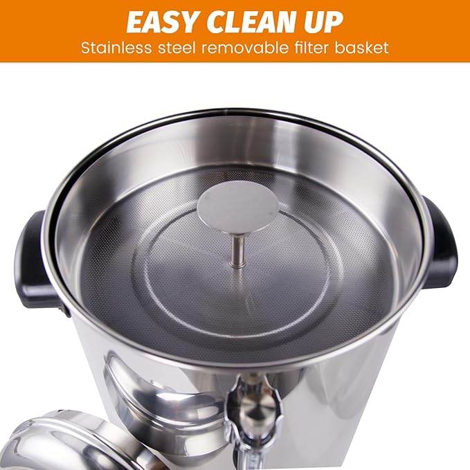 Commercial Coffee Urn 40-Cup (6.3 Qt) 1250W Stainless Steel Percolator with Removable Filter &amp Automatic Keep-Warm Function for Office Party &amp Catering Use