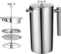 Travel French Press 34oz Stainless Steel Coffee Press for Camping Double Wall Insulated &amp No Drip Spout plastic free coffee maker