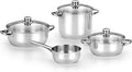 Monix Optima 2 4-Piece Stainless Steel 18/10 Battery Suitable for All Cooking and Induction: 20 cm Saucepan 20 cm and 24 cm Glass and Saucepan 16 cm without Lid