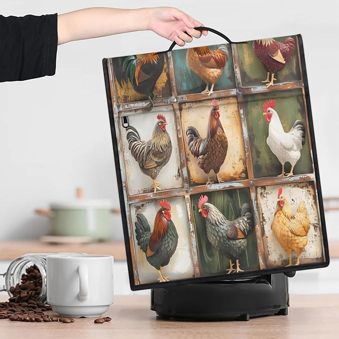 cfpolar Kitchen Aid Mixer Cover Compatible with 6-8 Quarts Animal Cock Retro Stand Mixer Cover Kitchen Aid Mixers Accessories Appliance Organizer Bag Dust Covers with Zipper Pocket