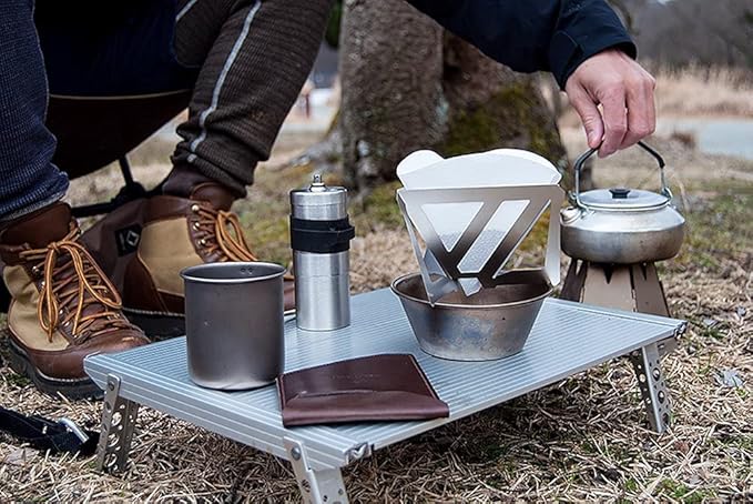 Munieq Tetra Portable Coffee Drip Stores Flat 3.5 Cups Gray Matte Finish
