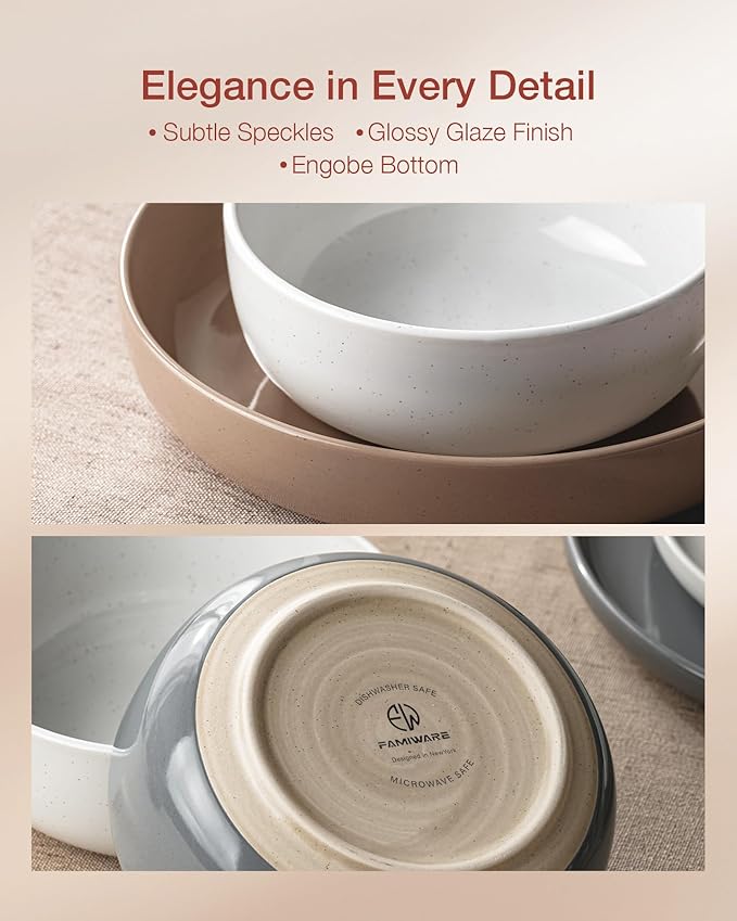 Famiware Milkyway Dinnerware Sets 24 Piece Dish Set Plates and Bowls Sets for 8 Multi-color