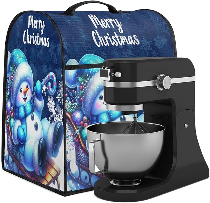 cfpolar Kitchen Aid Mixer Cover Compatible with 6-8 Quarts Christmas Snowman Candy Cane Stand Mixer Cover Kitchen Aid Mixers Accessories Appliance Organizer Bag Dust Covers with Zipper Pocket