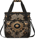 Gold Mandala Coffee Maker Carrying Bag Magic Eyes Travel Storage Bag Compatible with K-Mini or K-Mini Plus Single Serve Coffee Brewer Carrying Case with Multiple Pockets &amp Shoulder Strap