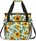Lovely Sunflower Print Coffee Maker Carrying Bag Compatible with K-Mini or K-Mini Plus Portable Single Cup Coffee Maker Case with Pockets for K Cup Pods