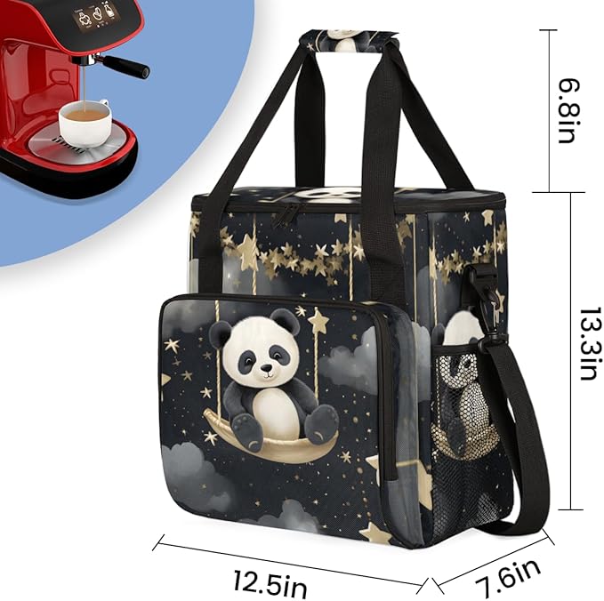 Panda Coffee Maker Carrying Bag Cloud and Star Portable Travel Storage Tote Bag Compatible with K-Mini or K-Mini Plus Single Serve Coffee Brewer Carrying Case with Multiple Pockets &amp Shoulder St