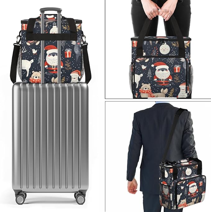 Mystical Santa Claus Coffee Maker Carrying Bag Portable Travel Storage Tote Bag Compatible with K-Mini or K-Mini Plus Single Serve Coffee Brewer Carrying Case with Multiple Pockets &amp Shoulder St