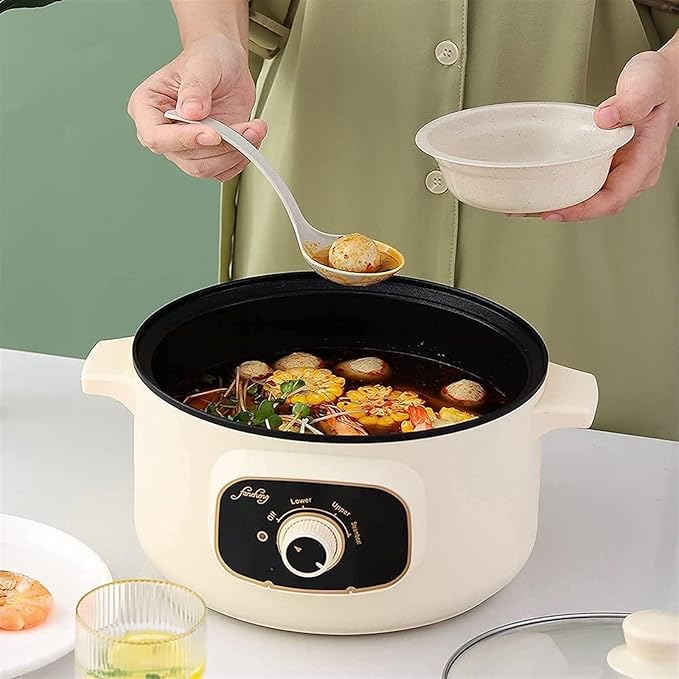 Rice Cooker - Rice Cooker With Steamer Basket 110V Electric Skillet Multi-Functional Rice Cooker Food Steamer Nonstick Personal Hot Pot With Lid Home Steam Simmer Stir Fry Griddle(22cm(2.5L))