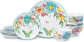 HomePop Ceramic 12-Pieces Dinnerware SetsDish Plates and Bowls Sets - Red