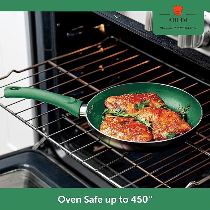 Pots and Pans Set Aluminum Nonstick Cookware Set Fry Pans Casserole with Lid Sauce Pan and Utensils 11 Piece Cooking Set (Green)