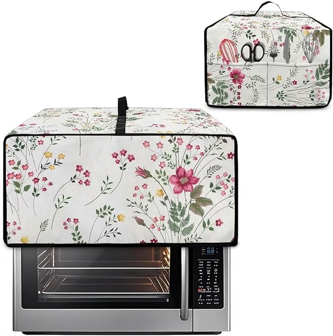 Doojoayie Floral Toaster Oven Cover Universal Fit Kitchen Appliance Dust Protector 4 Slice Toaster Cover Polyester Fabric Kitchen Appliance Dustproof Protector