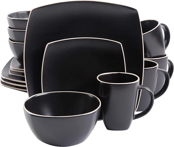 Gibson Soho Lounge Dinnerware Set Service for 4 (16pcs) Matte Black