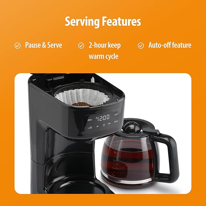 Toastmaster 12-Cup Digital Touchscreen Drip Coffee Maker - Programmable Automatic Coffee Machine - Kitchen Appliance with Keep Warm Setting