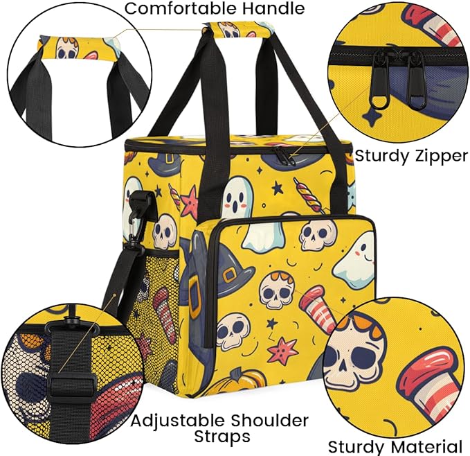 Halloween Pumpkin Coffee Maker Carrying Bag Bright Pumpkin Travel Storage Bag Compatible with K-Mini or K-Mini Plus Single Serve Coffee Brewer Carrying Case with Multiple Pockets &amp Shoulder Stra