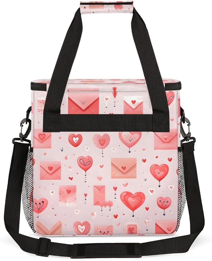 Heart Letter Coffee Maker Carrying Bag Portable Travel Storage Tote Bag Compatible with K-Mini or K-Mini Plus Single Serve Coffee Brewer Carrying Case with Multiple Pockets &amp Shoulder Strap