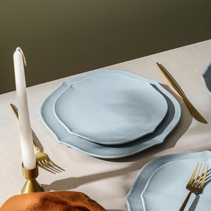 Stone Lain Baskerville 24-Piece Dinnerware Set Stoneware Light Blue