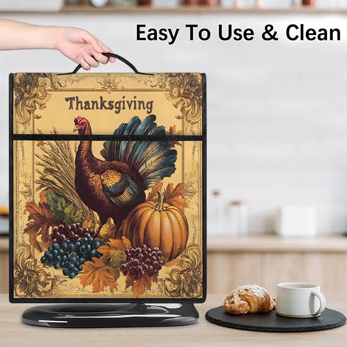 cfpolar Kitchen Aid Mixer Cover Compatible with 6-8 Quarts Thanksgiving Turkey Pumpkin Stand Mixer Cover Kitchen Aid Mixers Accessories Appliance Organizer Bag Dust Covers with Zipper Pocket